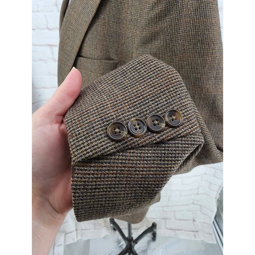 Tweed Jacket 44R Brown 100% Wool Marled Blazer Sport‎ Coat Old Money Academia